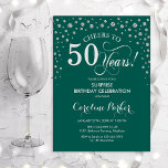 Überraschung 50. Geburtstagsparty - Grünes Silber Einladung<br><div class="desc">Überraschung 50. Geburtstagsparty Einladung. Elegantes Design in smaragdgrün und Imitate Glitzer Silber. Enthält Skript-Schriftart und Diamanten Konfetti. Feiert bis 50 Jahre! Nachricht,  wenn Sie weitere Anpassungen benötigen.</div>