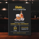 Überraschung 50. Whiskey Bourbon Geburtstagsparty Einladung<br><div class="desc">Heben Sie ein Glas, um stilvoll zu feiern mit diesem Erwachsenen Whiskey Bourbon Birthday Party Einladung. Mit einem rustikalen und dennoch raffinierten Design, das von klassischen Whisky-Labels inspiriert wird, ist diese Einladung perfekt für Liebhaber von edlen Spirituosen. Mit mutiger Typografie und reichen, erdigen Tönen Set es die Stimmung für eine...</div>