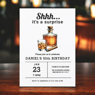 Überraschung 50. Whiskey Cigar Bourbon Geburtstags Einladung