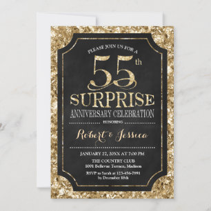 Überraschung 55. Hochzeitstag - Schwarzes Gold Einladung