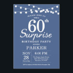 Überraschung 60. Geburtstag Einladung Blau<br><div class="desc">Überraschung 60. Geburtstag Einladung mit String Lights. Blue Background. Männer oder Frauen zum Geburtstag. 13. 15. 16. 18. 20. 21. 30. 40. 50. 60. 70. 80. 90. 100. Jedes Alter. Für weitere Anpassungen klicken Sie bitte auf die Schaltfläche "Anpassen" und verwenden Sie unser Designwerkzeug,  um diese Vorlage zu ändern.</div>