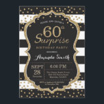 Überraschung 60. Geburtstag Einladung. Gold Glitze Einladung<br><div class="desc">Überraschung 60. Geburtstag Einladung für Frauen oder Mann. Black and Gold Geburtstagsparty einladen. Gold Glitzer Confetti. Schwarze und weiße Streifen. Printable Digital. Für weitere Anpassungen klicken Sie bitte auf die Schaltfläche "Anpassen" und verwenden Sie unser Designwerkzeug,  um diese Vorlage zu ändern.</div>