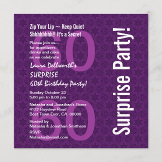 ÜBERRASCHUNG 60. Geburtstag Modernes Lila Sternmus Einladung