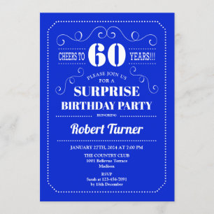 Überraschung 60. Geburtstag - Royal Blue Einladung