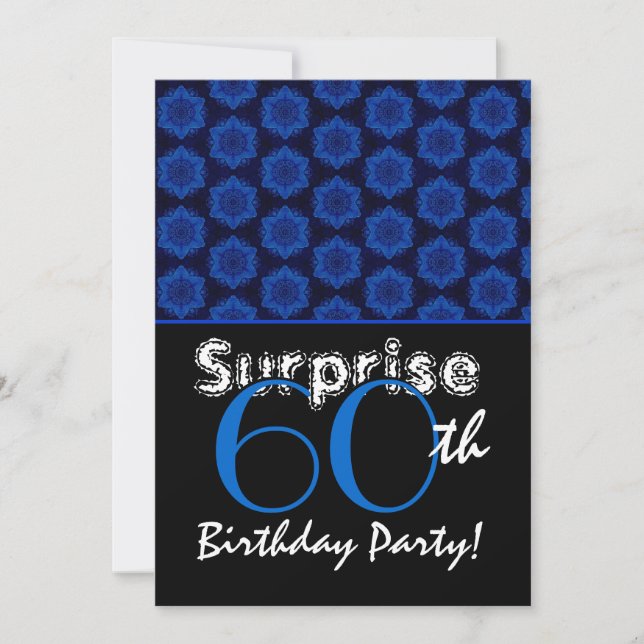 ÜBERRASCHUNG 60. Geburtstag Royal Blue Stars R001 Einladung (Vorderseite)
