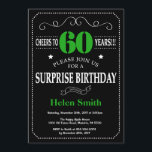 Überraschung 60. Geburtstag Schwarz-Grün-Chalkboar Einladung<br><div class="desc">Überraschung 60. Geburtstag Einladung Black und Green Typografie. Tafel. Schwarz-Weiß-Hintergrund Erwachsener Geburtstag. Männer oder Frauen zum Geburtstag. Kinder Junge oder Mädchen Lady Teenage Teenage Bday Einladen. 13. 15. 16. 18. 20. 21. 30. 40. 50. 60. 70. 80. 90. 100. Jedes Alter. Für weitere Anpassungen klicken Sie bitte auf die Schaltfläche...</div>