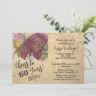 Überraschung 60. Geburtstag Wein Thema Einladung