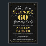 Überraschung 60. Geburtstagsparty - Black Gold Einladung<br><div class="desc">Überraschung 60. Geburtstagsparty Einladung. Einfaches Design in Schwarz-Gold und Weiß. Funktioniert mit elegantem Script-Schriftart. Überraschende Feier für Mann oder Frau. Kann in jedem Alter angepasst werden!</div>