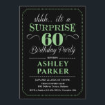 Überraschung 60. Geburtstagsparty - Black Green Einladung<br><div class="desc">Überraschung 60. Geburtstagsparty Einladung. Einfaches Design in Schwarz-Grün und Weiß. Funktioniert mit elegantem Script-Schriftart. Überraschende Feier für Mann oder Frau. Kann in jedem Alter angepasst werden!</div>