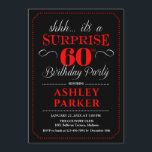 Überraschung 60. Geburtstagsparty - Black Red Whit Einladung<br><div class="desc">Überraschung 60. Geburtstagsparty Einladung. Einfaches Design in Schwarz-Weiß. Funktioniert mit elegantem Script-Schriftart. Überraschende Feier für Mann oder Frau. Kann in jedem Alter angepasst werden!</div>