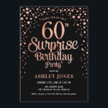 Überraschung 60. Geburtstagsparty - Black & Rose G Einladung<br><div class="desc">Überraschung 60. Geburtstagsparty Einladung. Elegantes Design in Schwarz und Imitat Glitzer Rose Gold. Features stilvolle Skript-Schriftart und Konfetti. Nachricht,  wenn du ein Alter brauchst.</div>
