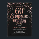 Überraschung 60. Geburtstagsparty - Black & Rose G Einladung<br><div class="desc">Überraschung 60. Geburtstagsparty Einladung. Elegantes Design in Schwarz und Imitat Glitzer Rose Gold. Features stilvolle Skript-Schriftart und Konfetti. Nachricht,  wenn du ein Alter brauchst.</div>