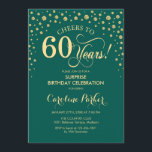 Überraschung 60. Geburtstagsparty - Emerald Green  Einladung<br><div class="desc">Überraschung 60. Geburtstagsparty Einladung. Elegantes Design in smaragdgrün und Imitate Glitzer Gold. Enthält Skript-Schriftart und Diamanten Konfetti. Feiert bis 60 Jahre! Nachricht,  wenn Sie weitere Anpassungen benötigen.</div>