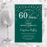 Überraschung 60. Geburtstagsparty - Grünes Silber Einladung<br><div class="desc">Überraschung 60. Geburtstagsparty Einladung. Elegantes Design in smaragdgrün und Imitate Glitzer Silber. Enthält Skript-Schriftart und Diamanten Konfetti. Feiert bis 60 Jahre! Nachricht,  wenn Sie weitere Anpassungen benötigen.</div>