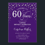 Überraschung 60. Geburtstagsparty - Lila Silber Einladung<br><div class="desc">Überraschung 60. Geburtstagsparty Einladung. Elegantes Design in lila und Imitate Glitzer Silber. Enthält Skript-Schriftart und Diamanten Konfetti. Feiert bis 60 Jahre! Nachricht,  wenn Sie weitere Anpassungen benötigen.</div>