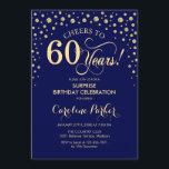Überraschung 60. Geburtstagsparty - Navy Blue Gold Einladung<br><div class="desc">Überraschung 60. Geburtstagsparty Einladung. Elegantes Design in Marineblau und Imitat Glitzer Gold. Enthält Skript-Schriftart und Diamanten Konfetti. Feiert bis 60 Jahre! Nachricht,  wenn Sie weitere Anpassungen benötigen.</div>