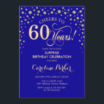 Überraschung 60. Geburtstagsparty - Royal Blue Gol Einladung<br><div class="desc">Überraschung 60. Geburtstagsparty Einladung. Elegantes Design in Saphir königsblau und Imitate Glitzer Gold. Enthält Skript-Schriftart und Diamanten Konfetti. Feiert bis 60 Jahre! Nachricht,  wenn Sie weitere Anpassungen benötigen.</div>