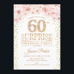Überraschung 60. Geburtstagsparty - Weißes Gold Ro Einladung<br><div class="desc">Überraschung 60. Geburtstagsparty Einladung. Elegantes Design in Imitaten Glitzer Gold,  Weiß und Rosa. Enthält Konfetti,  Skript-Schriftart und Aquarellblau rosa Blume. Nachricht,  wenn Sie weitere Anpassungen benötigen.</div>