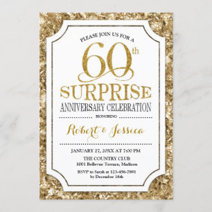Überraschung 60. Hochzeitstag - Weißgold Einladung