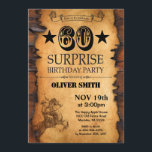 Überraschung 60. Western Geburtstag Einladung<br><div class="desc">Überraschung 60. Western Geburtstag Einladung. Cowboy Horse Wild West Thema Geburtstagsparty. Rustikales Holzland.
Für weitere Anpassungen klicken Sie bitte auf die Schaltfläche "Anpassen" und verwenden Sie unser Designwerkzeug,  um diese Vorlage zu ändern.</div>