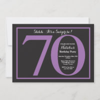 Überraschung 70. Geburtstag Lila und schwarz Chalk