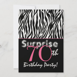 ÜBERRASCHUNG 70. Geburtstag Zebrastreifen Schwarz- Einladung