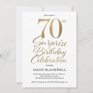 Überraschung 70. Geburtstagsparty Gold Einladung