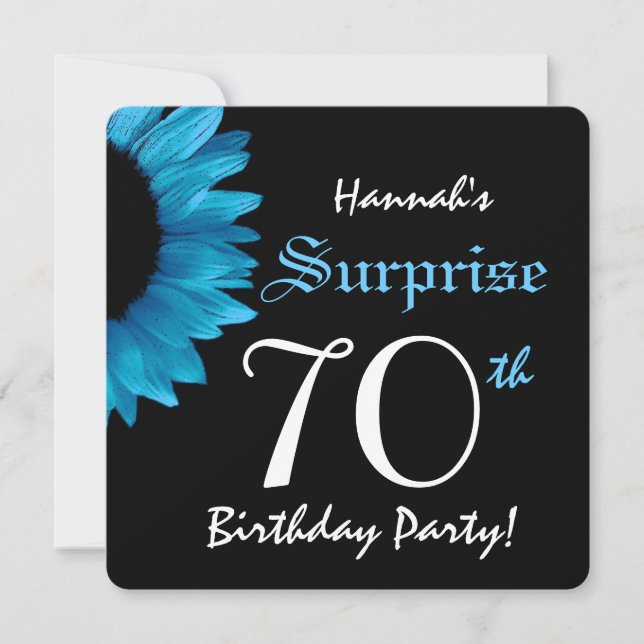 ÜBERRASCHUNG 70. Geburtstagsparty Sonnenblume A01B Einladung (Vorderseite)