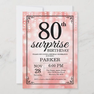 Überraschung 80. Geburtstag Einladung Pink Glitzer