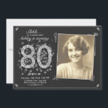 Überraschung 80. Geburtstag Einladung Silver Vinta<br><div class="desc">Wir laden Sie zu dieser besonderen Geburtstagsfeier ein! Für eine 80. Geburtstagsfeier. Karo die Kollektion für andere Altersgruppen aus!</div>