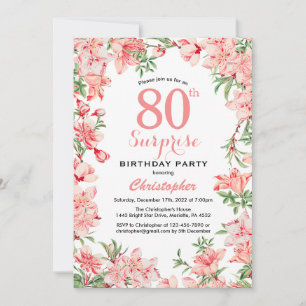 Überraschung 80. Geburtstag Pink Boho Botanische F Einladung