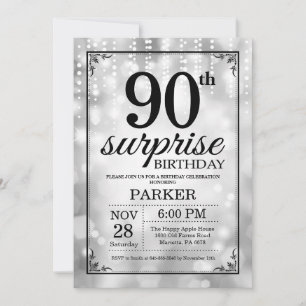 Überraschung 90. Geburtstag Einladung Silberner Gl