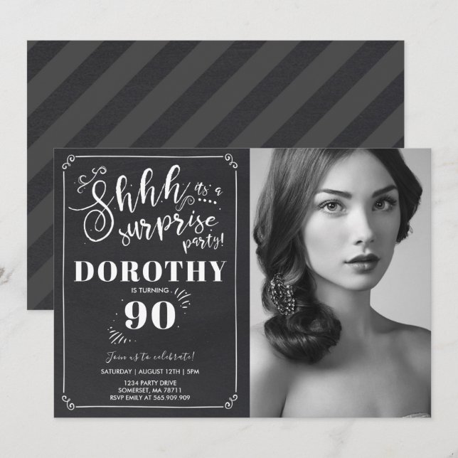 Überraschung 90. Geburtstag Einladung Vintage Über (Vorne/Hinten)