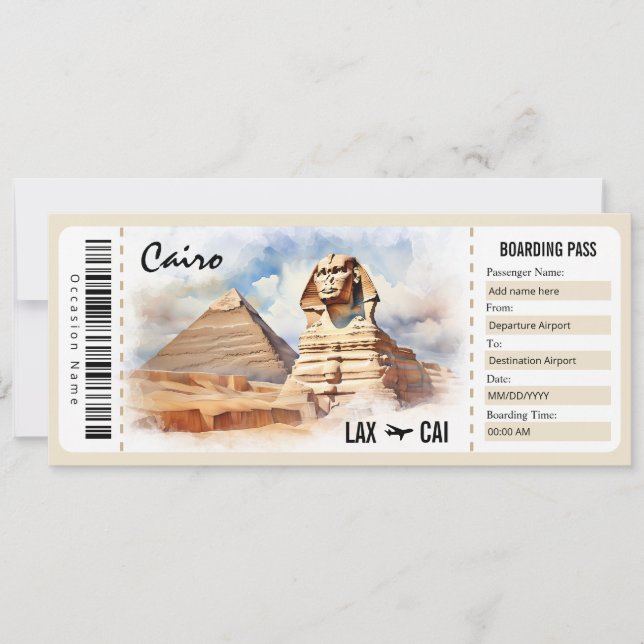 Überraschung Ägypten Boarding Pass Geschenkgutsche Einladung (Vorderseite)