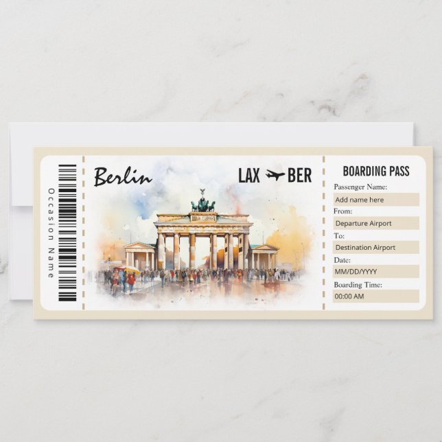 Überraschung Berlin Boarding Pass Geschenkgutschei Einladung (Vorderseite)