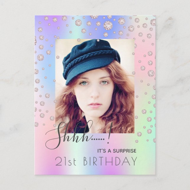 Überraschung Birthday Foto Regenbogen Diamant Einl Postkarte (Vorderseite)