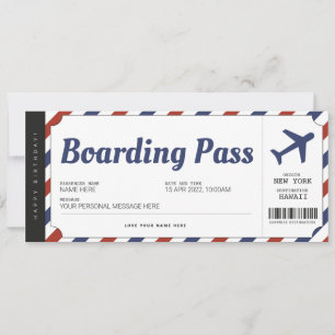 Überraschung-Bordkarte-Flugzeug-Geschenkticket Einladung
