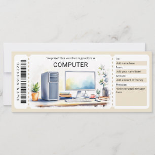 Überraschung Computer-Geschenkgutschein Einladung