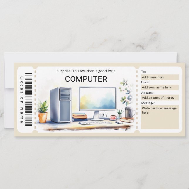 Überraschung Computer-Geschenkgutschein Einladung (Vorderseite)