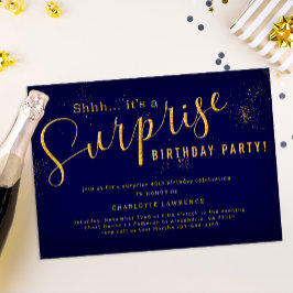 Überraschung Einladung zum Geburtstag - Navy & Gol