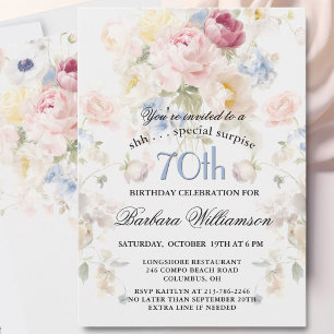 ÜBERRASCHUNG Elegant bemalte Blumen zum 70. Geburt Einladung
