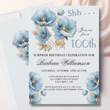 ÜBERRASCHUNG Elegante blaue Blumen zum 100. Geburt