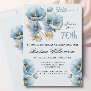 ÜBERRASCHUNG Elegante blaue Blumen zum 70. Geburts Einladung