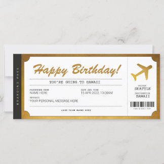 Überraschung Geburtstag Boarding Pass Flugzeug Gol