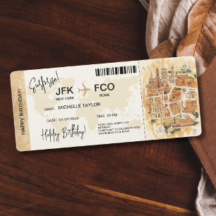 Überraschung Geburtstag Boarding Pass Ticket Einladung