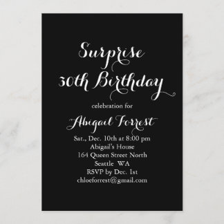 Überraschung Geburtstag Einladung - schwarz