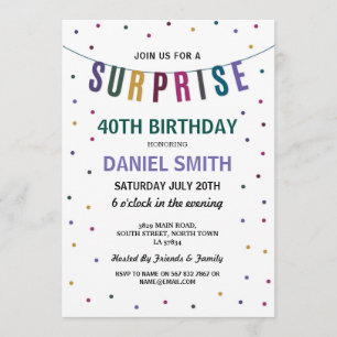 Überraschung Geburtstag Männer Polka Dot Party Ein Einladung