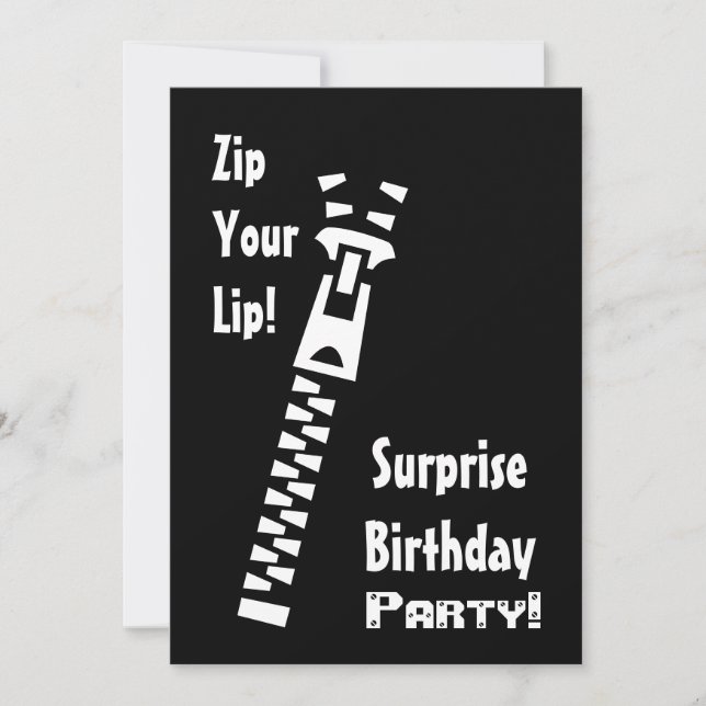 ÜBERRASCHUNG Geburtstagsparty Einladung Zip Your L (Vorderseite)