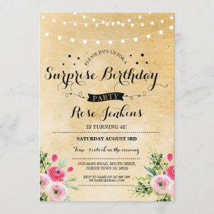 Überraschung Geburtstagsparty jedes Alter Floral E Einladung