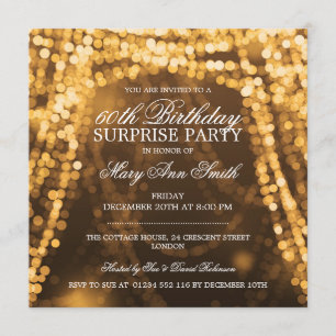 Überraschung Geburtstagsparty-Lights Gold Einladung